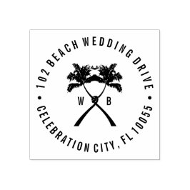 Det kända Handflatan Träd Tropical Destination Wed Stämpel