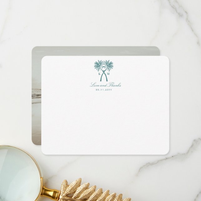 Det kända Handflatan Träd Tropical Destination Wed Tack Kort (Fram/Back In Situ)