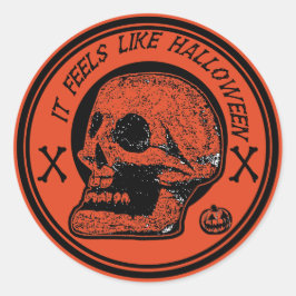 Det känns som Halloween -Skull Kor-ben Runt Klistermärke