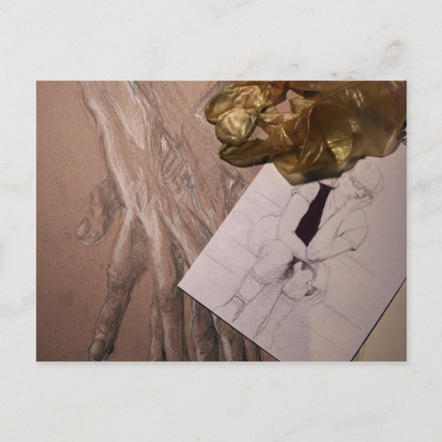 Det känns som konstig Teckning något guld vykort (Framsida)