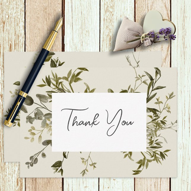 Det känsliga boho Greenery Bröllop-tackkortet Tack Kort (Skapare uppladdad)