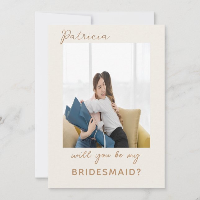 Det känsliga Frieri Guld och Cream Bridesmaid Inbjudningar (Framsida)