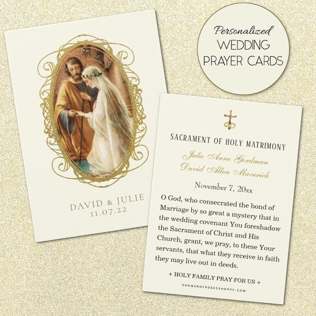 Det katolska Bröllop Prayer-kortet i elegant Visitkort (Personalized Traditional Catholic Wedding Prayer Cards)