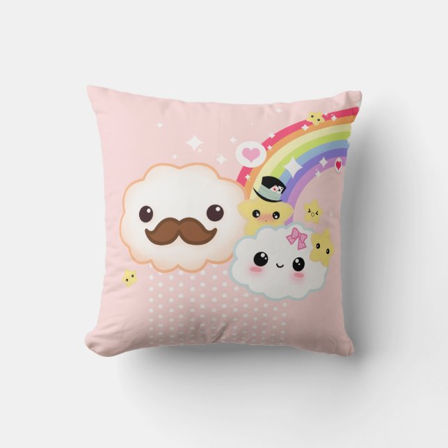 Det Kawaii molnet kopplar ihop med regnbågen och Kudde (Framsida)