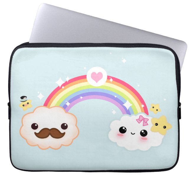 Det Kawaii molnet kopplar ihop med regnbågen och Laptop Fodral (Framsidan)