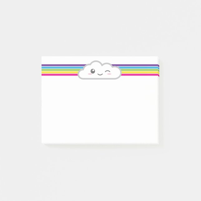 Det Kawaii molnet och regnbågen noterar kort Post-it Block (Framsida)