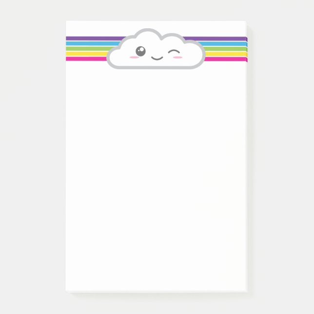 Det Kawaii molnet och regnbågen noterar kort Post-it Block (Framsida)