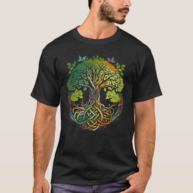 Det keltiska knä träd eller gaeliska knotverk Oak  T Shirt (Framsida)