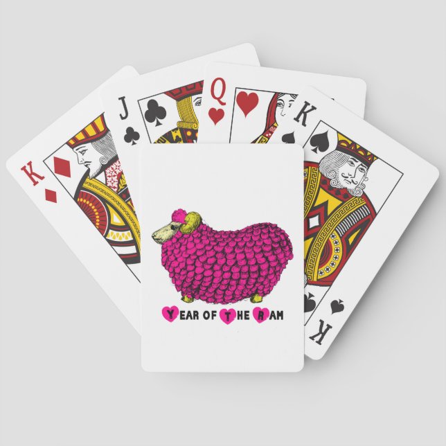 Det kinesiska året för Rosa av fårkött Kortlek (Baksidan)