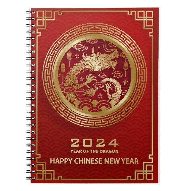 Det kinesiska drakonåret 2024 anteckningsbok (Framsidan)