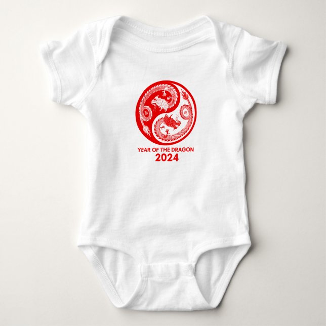 Det kinesiska drakonåret 2024 Lunaråret 2024 T Shirt (Framsida)