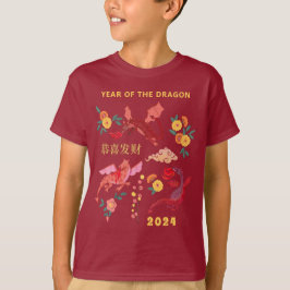 Det kinesiska nyåret för dragon Röd T Shirt