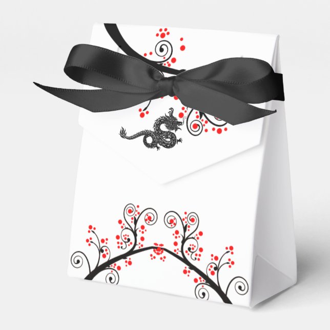 Det kinesiska nyåret för drakons och Röda Blommarn Presentaskar (Framsidan Sidan)