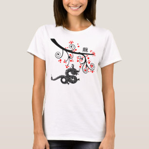 Det kinesiska nyåret för drakons och Röda Blommarn T Shirt