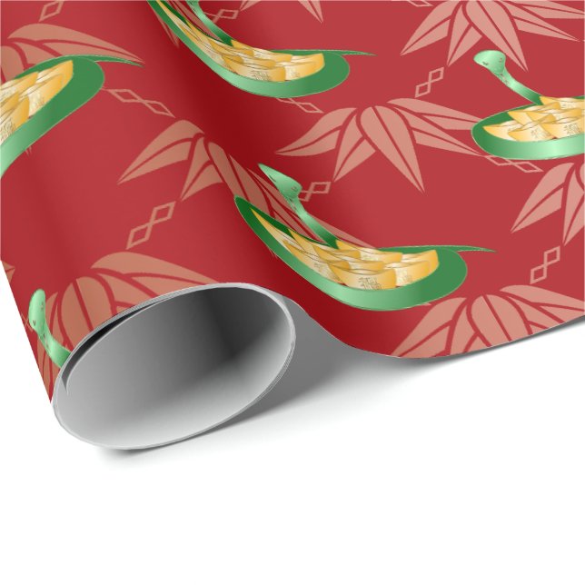 Det kinesiska nyåret för ormen 2025 presentpapper (Rullad Hörn)