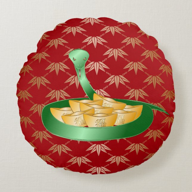 Det kinesiska nyåret för ormen 2025 rund kudde (Framsidan)