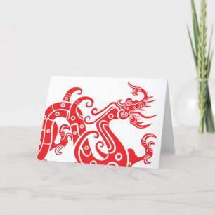 Det kinesiska nyårskortets år för draken 2024 tack kort