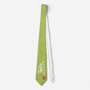 Det kinesiska teckenet "Orchid" med förseglar tie Slips