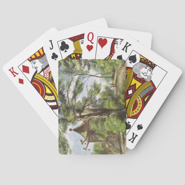 Det kinesiska tempelet, Kew trädgårdar, pläterar Casinokort (Baksidan)