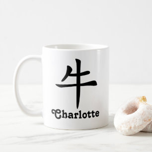 Det kinesiska Zodiacåret av oxen tillfogar namn Kaffemugg