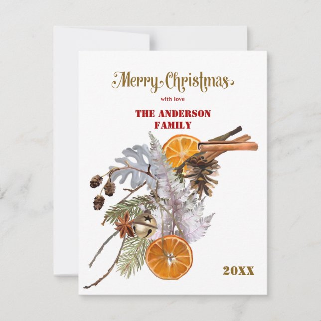 Det kommande julkortet Silver och Orange Julkort (Framsida)