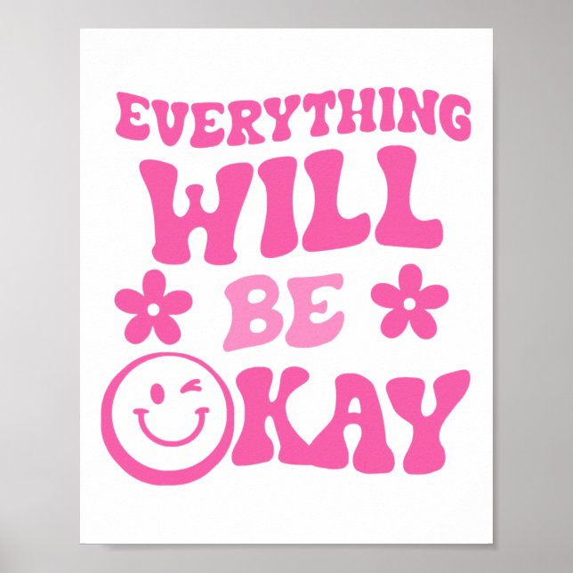 Det kommer att bli okej med Retro Groovy Mental He Poster (Framsidan)