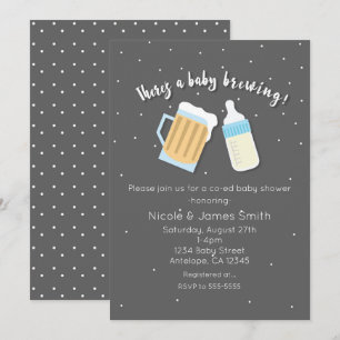 Det kommer en baby - Ölkoppar Co-ed Baby Shower Inbjudningar