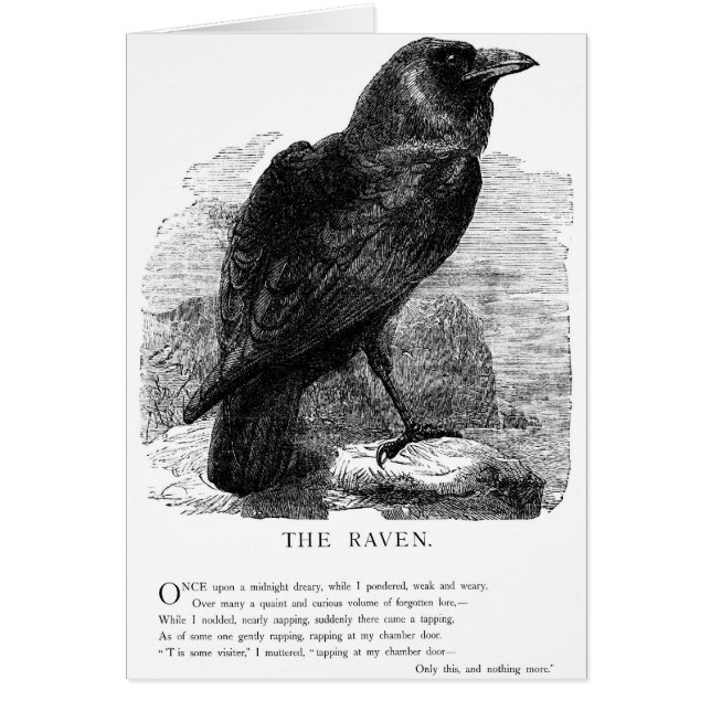 Det korpsvart av Edgar Allen Poe OBS Kort (Framsidan)