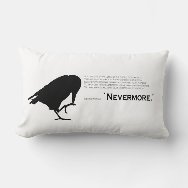 Det Korpsvart kudder Nevermore Lumbarkudde (Framsida)