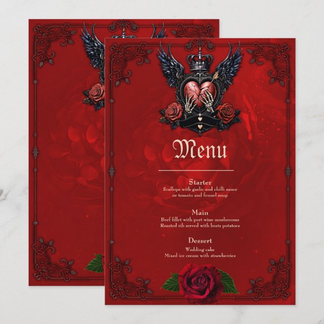 Det krackade hjärtat: en gotisk pos. meny (Fram/baksida)