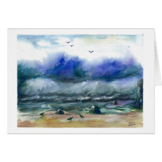 Det kraftiga hav vinkar hälsningskort