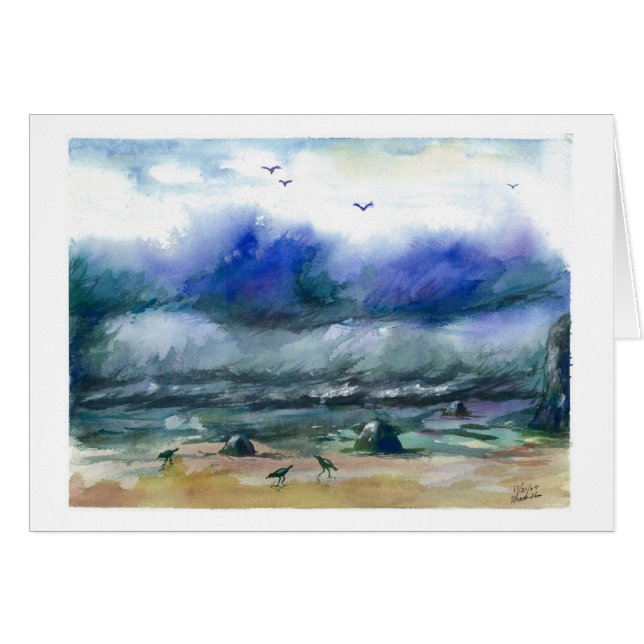 Det kraftiga hav vinkar hälsningskort (Framsidan Horizontal)