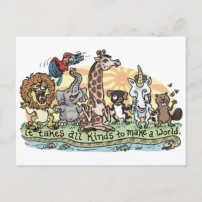 Det krävs allt för att skapa en värld vykort (Framsida)