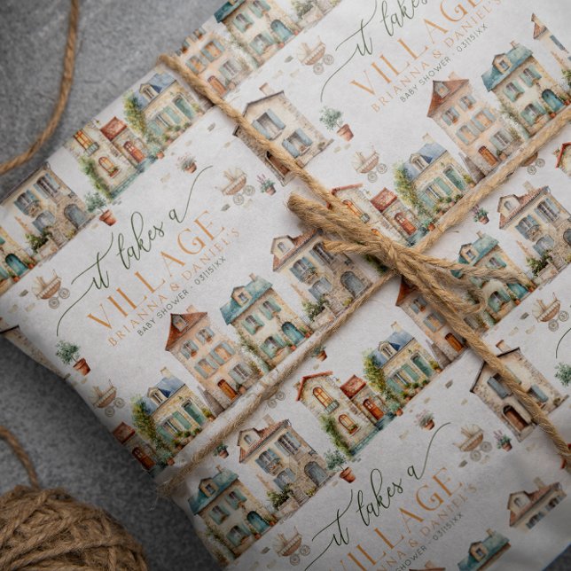 Det Krävs En By För Att Få Ett Barn Förlossningsfi Presentpapper (It Takes A Village Gift Wrap)