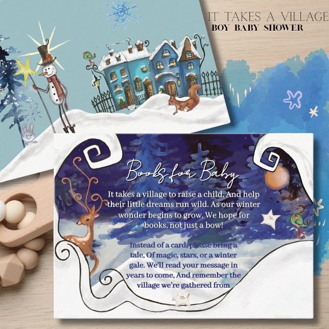 Det Krävs en By För Baby Babyböcker Kort (It Takes a Village Baby Shower Books for Baby Card
)