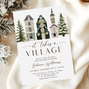 Det Krävs En By För Julbarnsbarnskväll Inbjudningar
