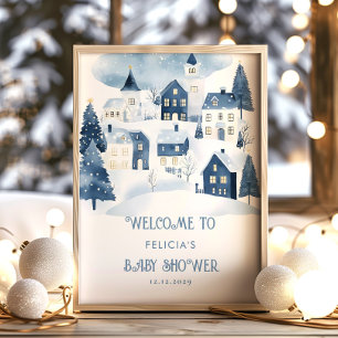 Det krävs en by Snow Baby Shower Välkommen Poster