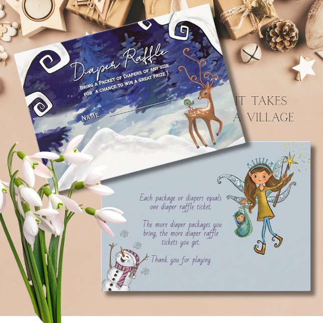 Det Krävs en By Vinter Älva Baby Ruffled Kort (It Takes a Village Winter Fairy Baby Ruffle Card)
