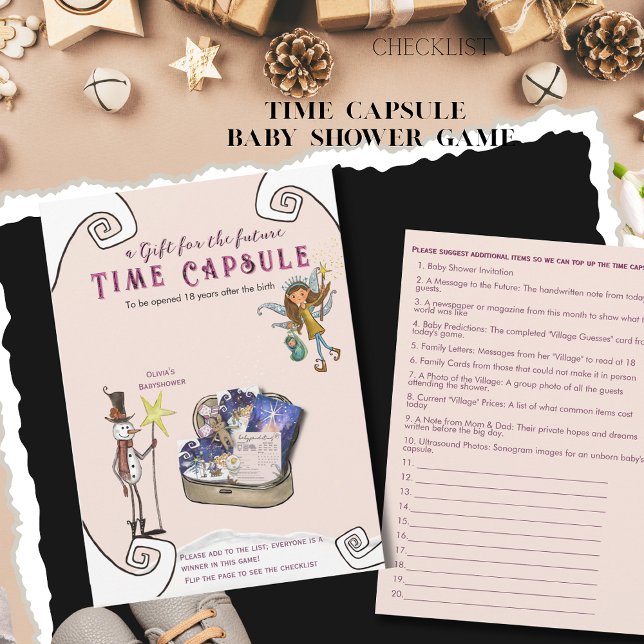 Det Krävs en By Vinter Baby Shower Tidskapsel Inbjudningar (It Takes a Village Winter Baby Shower Time Capsule Invitation)