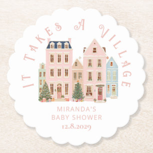 Det krävs en by Vinter Rosa Snö Bebis Shower Underlägg Papper