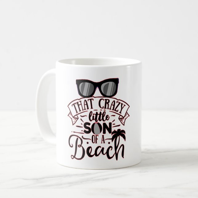 DET KRYSSA LITET SON AV EN BEACH BEACH ÄLSKARE T-S KAFFEMUGG (Framsida vänster)