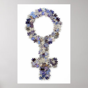 Det kvinnliga symbolet som göras med pussel, poster