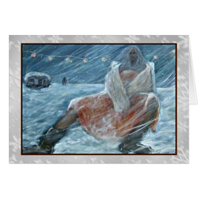 Det långa väntankonstkortet hälsningskort (Framsidan Horizontal)