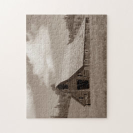 Det lantliga red ut ladugårdpussel med gåvan boxas pussel