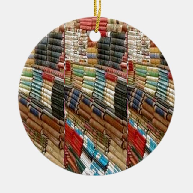 Det lästa BOKbokmalbibliotek lärer bokhyllaGÅVOR Julgransprydnad Keramik (Framsidan)