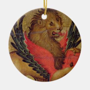 Det lejont av St Mark (olja på panel) Julgransprydnad Keramik