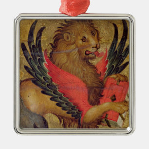 Det lejont av St Mark (olja på panel) Julgransprydnad Metall