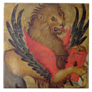 Det lejont av St Mark (olja på panel) Kakelplatta