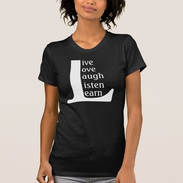 Det levande kärlekskratt lyssnar och lärer T-tröja T-shirt (Framsida)