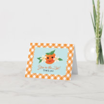 Det lilla Cutie-Orangen är inbyggt tackkort